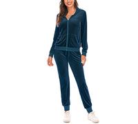 Pigiama Donna Pile Completi da Jogging da Donna 2 Pezzi Tute da Jogging Set Tute Sportive morbide Pantaloni con Set Set Pigiama Morbido Pigiami Uniti Divertenti (Dark Blue, M)