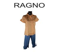 Pigiama Donna Pinocchietto, manica corta aperto in Cotone, Grano, N75074 Ragno