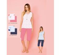 PIGIAMA DONNA PINOCCHIETTO SPALLA LARGA IRGE IN 100% COTONE ESTIVO