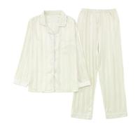 Pigiama Donna Seta,Abito Sottile A Maniche Lunghe Primavera E Autunno in Seta Ghiacciata con Pittura A Inchiostro Ad Alto Senso, Abbigliamento per Il Tempo Libero