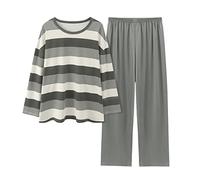 Pigiama Donna Seta Pigiama da Donna in Cotone Imitazione Tinta Unita a Righe comode da Donna Pigiama Donna Pesante Peloso Pigiama Gamer Adulto (Green, L)