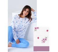 Pigiama donna taglie forti a serafino in jersey di cotone Karelpiu' KC8014