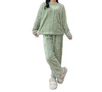 Pigiama Donna,Tuta Pile Donna Invernale da Casa,Caldo Pigiama Velluto Double-Face,Pigiama Comodi Girocollo Maniche Lunghe,Pigiama a Coste Fantasia Casual,Camicia da Notte Sciolto Casual e Confortevole