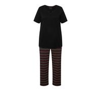 Ulla Popken Pigiama a Righe 830405 Set, Nero, 42-44 Donna