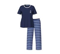 Ulla Popken Pyjama, Stripe Fusion Pigiama, Blu Notte, 46-48 Donna