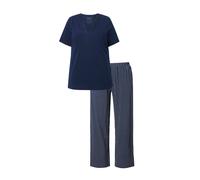 Ulla Popken Pyjama, Satin Detail, Pigiama con Dettagli in Raso, Morning Rise, Blu Notte, 58-60 Große Größen Donna