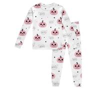Pigiama Due Pezzi per Bambini di Halloween Divertente Stampa Fantasma Costume familiare da Vacanza Scheletro Abbigliamento la casa Morbido, Comodo, Traspirante Regalo 1-12 Anni