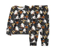 Pigiama Due Pezzi per Bambini di Halloween Famiglia Set Abiti Casual Adolescenti Semplice e Morbido Pigiami accoglienti Stampa dei Cartoni Animati Ideale Giocare