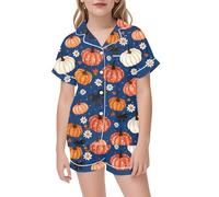 Pigiama Due Pezzi per Bambini di Halloween,Pigiama Divertente Abiti Casual Adolescenti Completo Top Pantaloni in Morbido Cotone Stampa Halloween Ideale Giocare