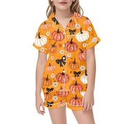 Pigiama Due Pezzi per Bambini di Halloween,Pigiama Divertente Abiti Casual Adolescenti Completo Top Pantaloni in Morbido Cotone Stampa Halloween Ideale Giocare