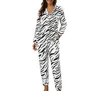 Pigiama elegante a maniche lunghe da donna, set di 2 pezzi, a quadretti, autunno
