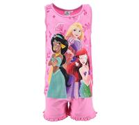 Pigiama Estivo Adatto a Disney Princess per Bambina, Canotta e Pantaloncini con Volant, Set 2 Pezzi, 100% Cotone (IT, età, 7 Anni, Regular, Rosa)