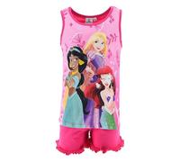 Pigiama Estivo Adatto a Disney Princess per Bambina, Canotta e Pantaloncini con Volant, Set 2 Pezzi, 100% Cotone (IT, età, 8 Anni, Regular, Fucsia)