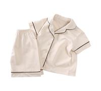 Pigiama estivo casual a maniche corte con pantaloncini Crdigan per bambini e bambine, abbigliamento per la casa per bambini (beige, 2-3 anni)