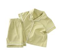Pigiama estivo casual a maniche corte con pantaloncini Crdigan per bambini e bambine, abbigliamento per la casa per bambini (verde, 12-24 mesi)