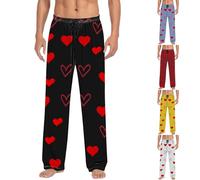 Pigiama estivo da uomo con stampa amore San Valentino Loungewear e biancheria da notte morbido e confortevole elastico con coulisse PJs, Blu, L