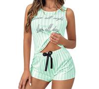 Pigiama Estivo Donna Completo Maglia Pantalone Comodo Set Cotone/Satin/Seta Pezzi Multi-pièces Sets per Petite Ragazza Disponibile Fino alla Taglia