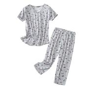 Pigiama Estivo Donna Taglie Forti Set Leggero Morbido Tuta Primavera da Casa per Casual Loungewear Sleepwear Homewear Dormire e Stare in
