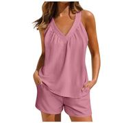 Pigiama Estivo in Cotone Set per Le Donne Plus Size Pantaloncini Morbidi e Canotta Senza Maniche Sleepwear per Casa/Viaggio Alien Top Donne Casual da Casa Morbido e Confortevole