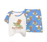 Pigiama Estivo per Bambini Capybara, Pantaloncini a Maniche Corte per Ragazze dei Cartoni Animati Sezione Sottile dei Ragazzi Che Si Adattano all'abbigliamento per la casa,Style h,150cm
