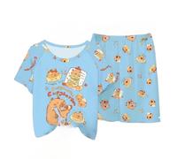 Pigiama Estivo per Bambini Capybara, Pantaloncini a Maniche Corte per Ragazze dei Cartoni Animati Sezione Sottile dei Ragazzi Che Si Adattano all'abbigliamento per la casa,Style c,140cm