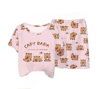 Pigiama Estivo per Bambini Capybara, Pantaloncini a Maniche Corte per Ragazze dei Cartoni Animati Sezione Sottile dei Ragazzi Che Si Adattano all'abbigliamento per la casa,Style b,120cm