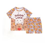 Pigiama Estivo per Bambini Capybara, Pantaloncini a Maniche Corte per Ragazze dei Cartoni Animati Sezione Sottile dei Ragazzi Che Si Adattano all'abbigliamento per la casa,Style g,110cm