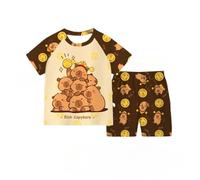 Pigiama Estivo per Bambini Capybara, Pantaloncini a Maniche Corte per Ragazze dei Cartoni Animati Sezione Sottile dei Ragazzi Che Si Adattano all'abbigliamento per la casa,Style d,150cm