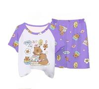 Pigiama Estivo per Bambini Capybara, Pantaloncini a Maniche Corte per Ragazze dei Cartoni Animati Sezione Sottile dei Ragazzi Che Si Adattano all'abbigliamento per la casa,Style f,110cm