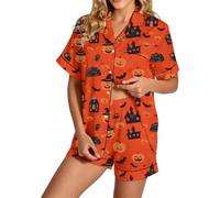 Pigiama Halloween Donna Con Stampa Zucca E Pipistrello Ghost Costume Corto