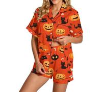 Pigiama Halloween Donna Con Stampa Zucca E Pipistrello Ghost Costume Corto