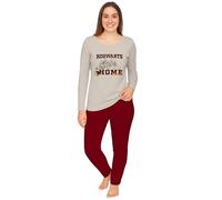 Pigiama Harry Potter per donne - Set pigiama Hogwarts è la mia casa, top a maniche lunghe con pantaloni Beige/Rosso, XL