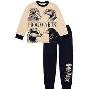 Pigiama Harry Potter - Set ufficiale di pigiami per bambini Hogwarts con top a maniche lunghe e pantaloni con polsini - Età 6-13 anni, Beige, 11-12 Years