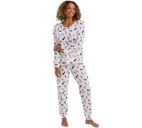 Pigiama In Cotone Per Donne Indigo Sky Con Maniche A Coste E Cagnolino