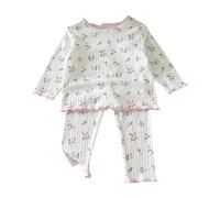Pigiama in cotone sloral per bambini, a maniche lunghe, pantaloni lunghi, 2 pezzi, comodo e morbido, con stampa carina, traspirante, biancheria da notte Simply Joys by Baby Girl, rosa, 5-6 Years