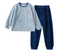 Pigiama in flanella per ragazzi e ragazze, 2 pezzi, spesso, caldo, girocollo, maglione, pantaloni, abbigliamento natalizio per la famiglia, abbigliamento da notte, camicia a maniche lunghe, pantaloni