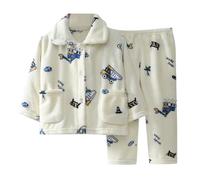 Pigiama in Pile per Bambini e Ragazzi Set Caldo Inverno Autunno Pigiama Pigiama Morbido Set di Pantaloni con Tasche Pigiama Bambina