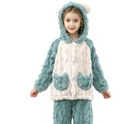 Pigiama in pile per ragazzi e ragazze per bambini carino pigiama termico fuzzy bottom down felpe con cappuccio pantaloni da jogging pelosi 2 pezzi abiti pigiama morbido caldo abbigliamento da notte