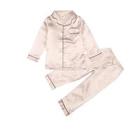 Pigiama in Raso per Bambina e Ragazzo, Set Camicia da Notte abbottonata, Top, Pantaloni Lunghi, Pantaloni, Indumenti da Notte, Abbigliamento da casa Pigiama Ragazza 14 Anni