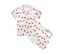 Pigiama in Seta per Bambini Set da Abiti Biancheria Notte setosa 2 Pezzi Bambino Ragazze Manica Corta Pigiameria Lunga Button Down Loungewear Pantaloncini Neonato Neonata
