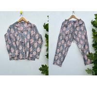 Pigiama indiano 100% cotone stampa animalier pigiama set damigella d'onore tu...