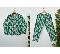 Pigiama indiano 100% cotone stampa animalier pigiama set damigella d'onore tu...