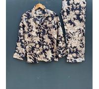 Pigiama indiano 100% cotone stampa floreale pigiama set damigella d'onore tut...