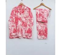 Pigiama indiano 100% cotone stampa floreale pigiama set damigella d'onore tut...