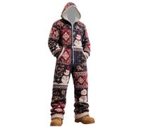Pigiama intero da donna con cappuccio | Abbigliamento da notte spesso, caldo, con cerniera, taglia grande, per la casa, Natale, Halloween, feste