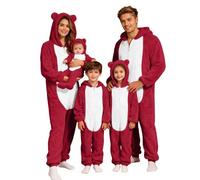 Pigiama Intero Famiglia Natale in Flanella Caldo con Cappuccio e Orecchie a Gatto Tuta Intera Invernale Casa Pigiami Natalizi Coppia Fidanzati Divertente Coordinati Carnevale per Tutta La Famiglia