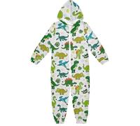 Pigiama intero in flanella con cappuccio e cerniera, tuta coordinata per bambini anatra che cavalca un ramo morbido e caldo indumenti da notte per bambini abbigliamento sportivo per la casa, 5-6T