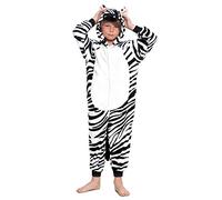 Pigiama intero per animali ragazze e ragazzi Unisex【Taglie per bambini da 3 a 12 anni】 Costume Zebra Tuta Carnevale Feste【Taglia 10-12 anni】
