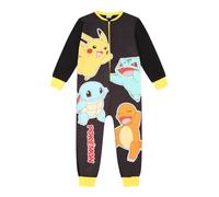 Pigiama intero Pokémon per bambini e bambine, in pile nero con Pikachu, Nero , 9-10 Years