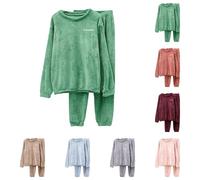 Pigiama Invernale Caldo da Donna, Pigiama da Donna Invernale a Grande Taglia con Calda Polaire, Abbigliamento da Notte Imbottito in Polaire con Pantaloni Comodi e Morbidi, Set 2 Pezzi L-5Xl, verde, L